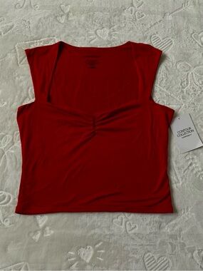 Harper&Ivy red ruched square neck tank top ❤️💋🇺🇸
